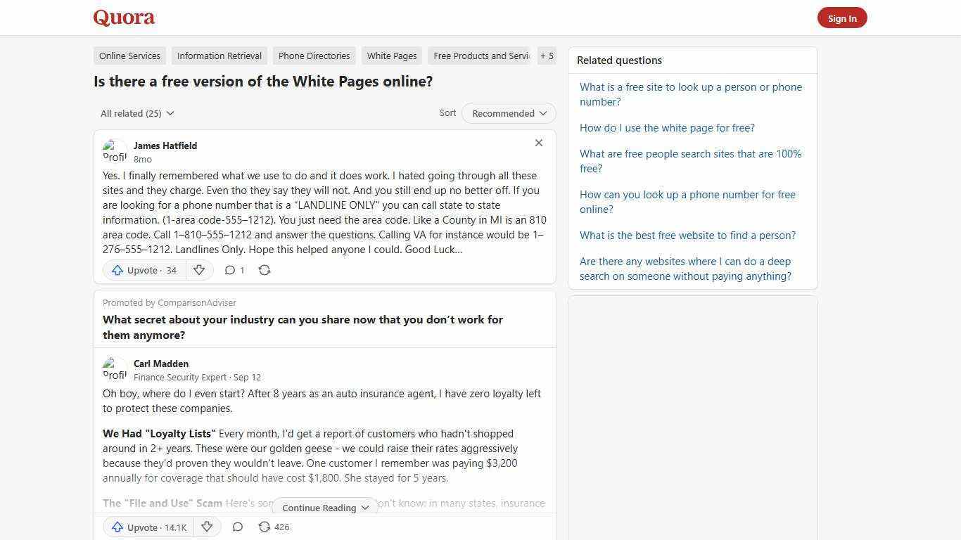 Is there a free version of the White Pages online? - Quora